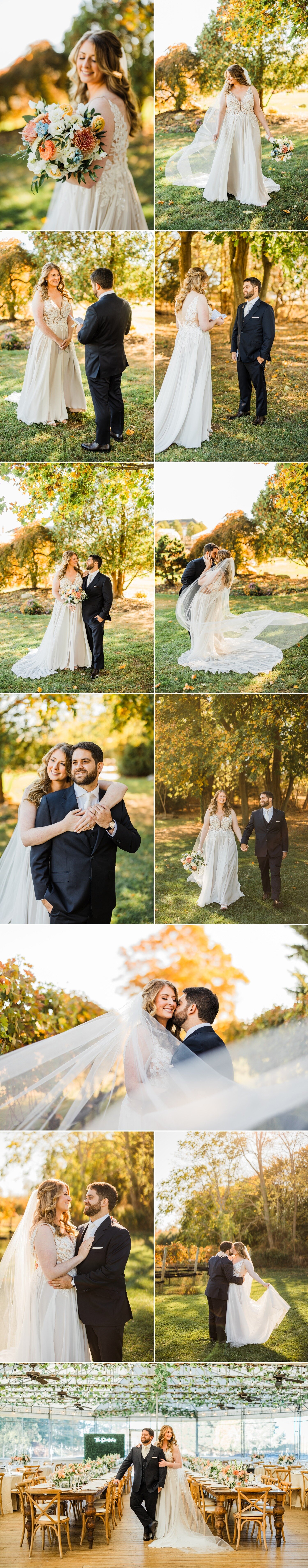 The Vineyards at Aquebogue wedding first look.