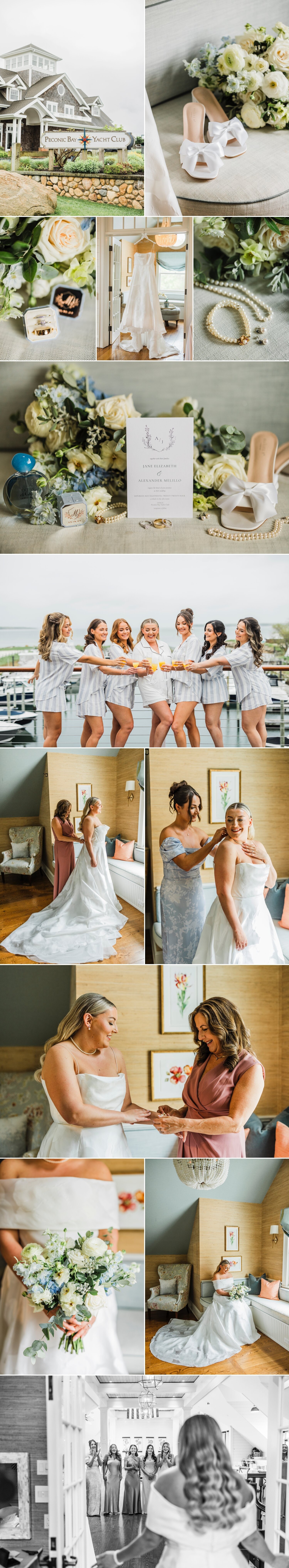 Bride getting ready before Peconic Bay Yacht Club wedding.